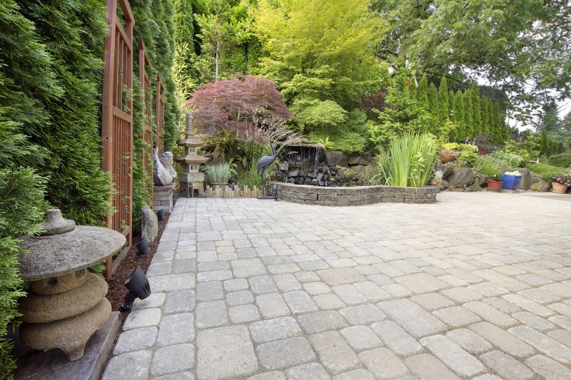 Lush backyard paver patio